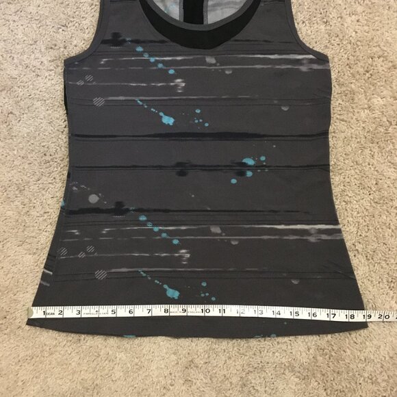 Lucy Charcoal Grey Blue Paint Splat Racer Back Tank Top - Picture 10 of 11